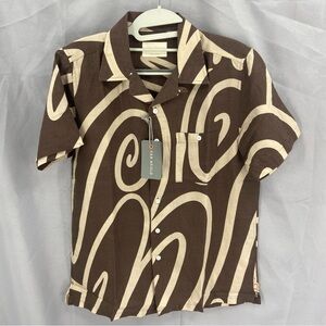 Far Afield Selleck Short Sleeve Shirt Desert Palm Button Front Size Small NWT
